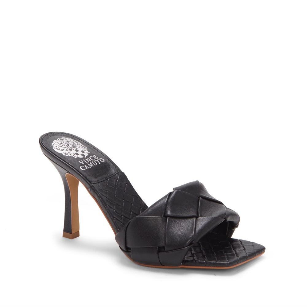 New - Vince Camuto Brelanie Woven Strap Mule, black, size 7.5